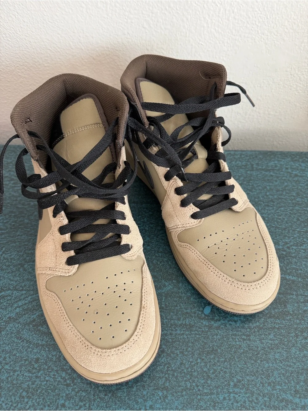 Nike Air Jordan 1 Mid Tan and Black